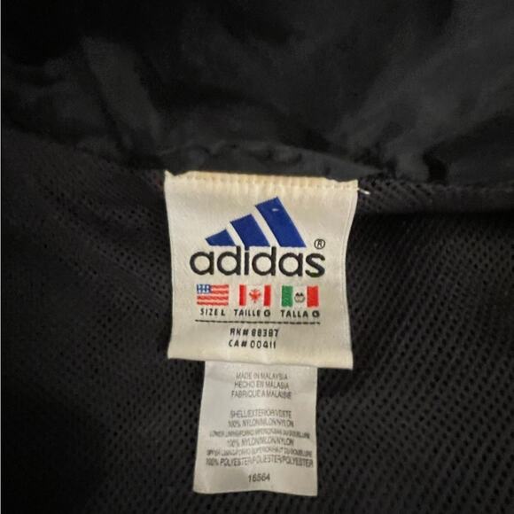 VTG Adodas black long sleeve windbreaker full zip jacket size large - Picture 13 of 14